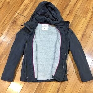 H&M winter coat jacket lined snow rain puffer small grey gray blue
